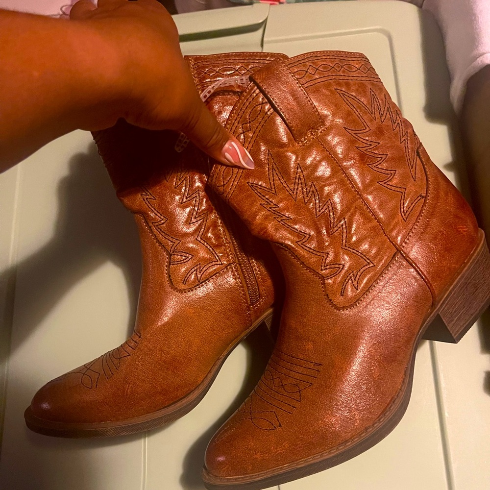 Brown cowboy boots
